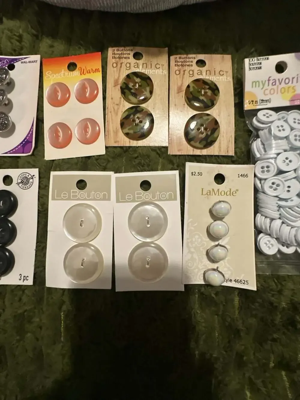 Lot Mixed Sewing Buttons, Various Brands Including Flair, LaMode, and Le Bouton